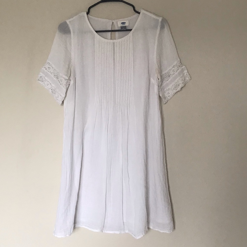 Short Sleeve White Cotton Dress